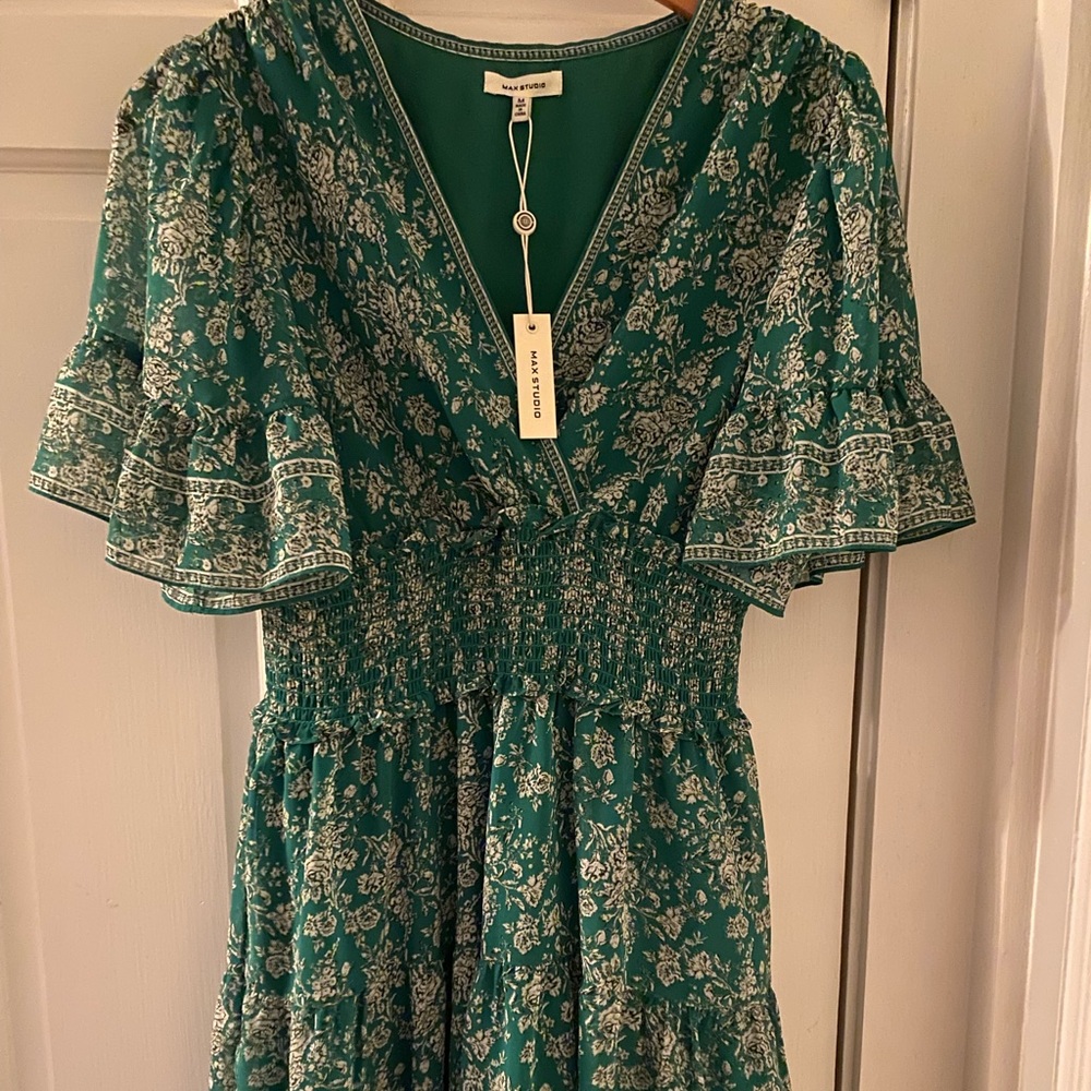 Flirty green floral dress